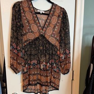 Rose & Olive Multicolor V-Neck Blouse